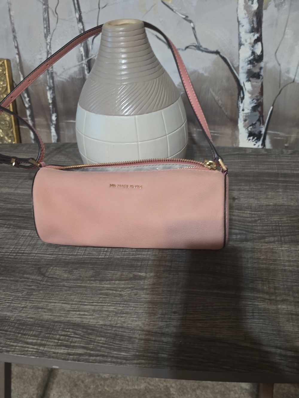 Michael Kors Blush Pink Leather Cylinder Crossbody